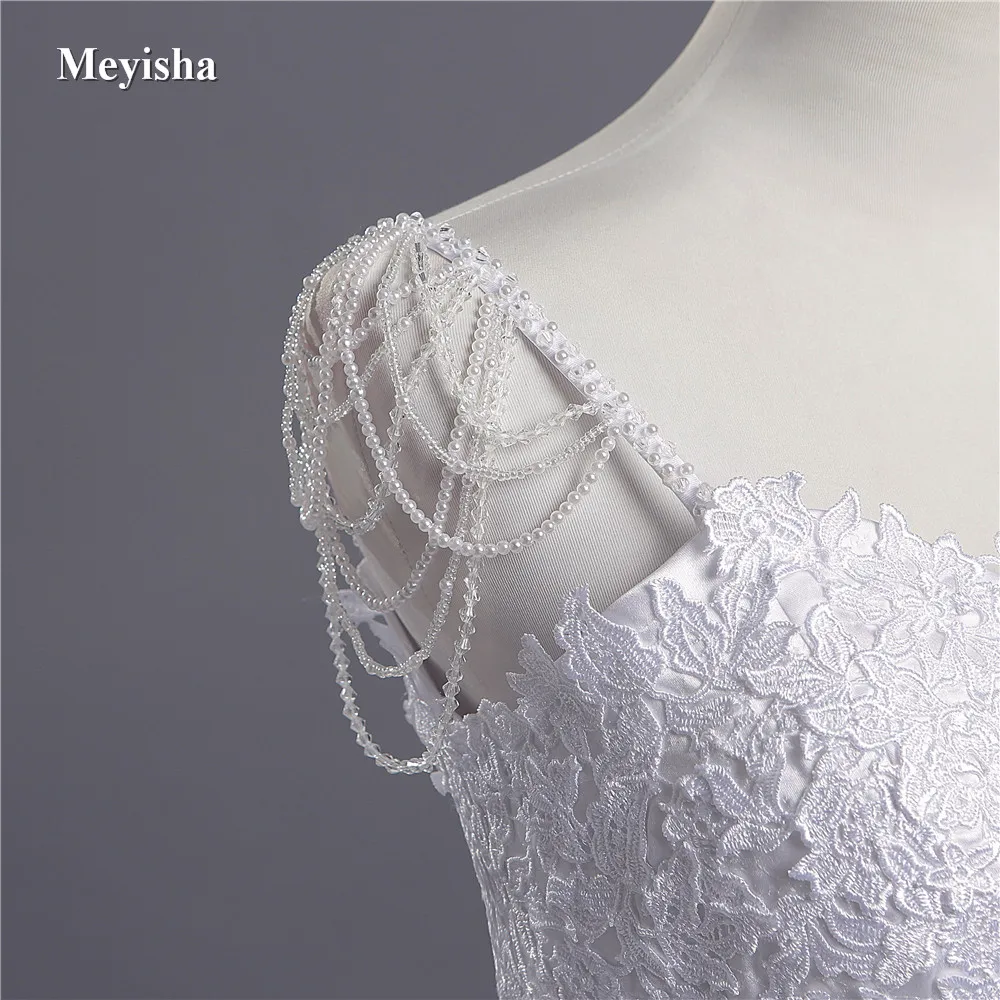 ZJ9041 2019 2020 кружевные сексуальные свадебные платья на тонких бретельках с жемчугом