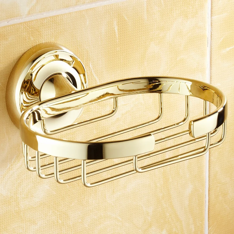 Роскошный Золотой Твердый латунный мыльница полированный настенный мыльный