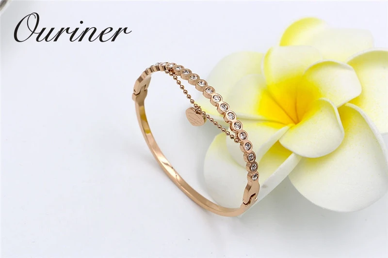 Бренд Shine AAA Crystal Pulseira ювелирные изделия браслет из нержавеющей стали и браслет для женщин золотого цвета любовь сердце тег браслет K0098-1