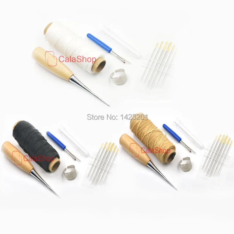 5 шт./лот шило иглы и вощеная нить наперсток кольцо шовный рыхлитель кожевенное