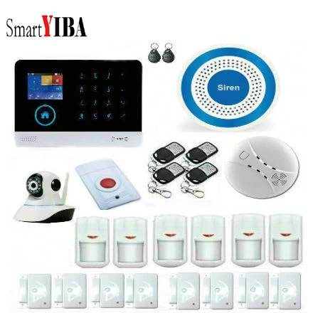 SmartYIBA LCD Touch Keyboard WIFI Wireless GSM Home Camera Alarm System SIM Card SMS Alert Security | Безопасность и защита