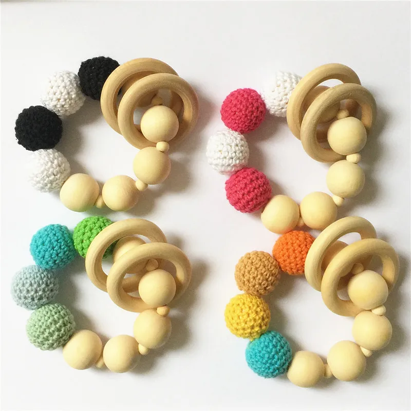 

Chenkai 50pcs 4cm 1.6'' Nature Wood Teether Ring DIY Handmade Wooden infant baby pacifier chewing chain jewelry 40mm Toy Ring