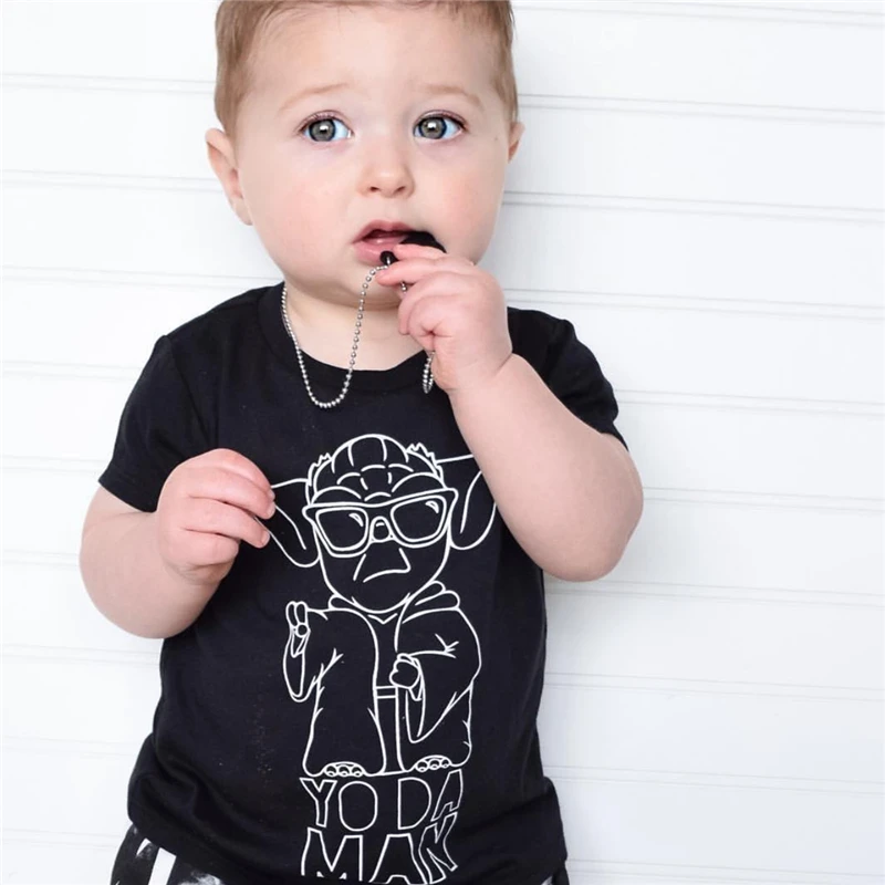 Модная одежда для маленьких мальчиков футболка с принтом Звездные войны + штаны