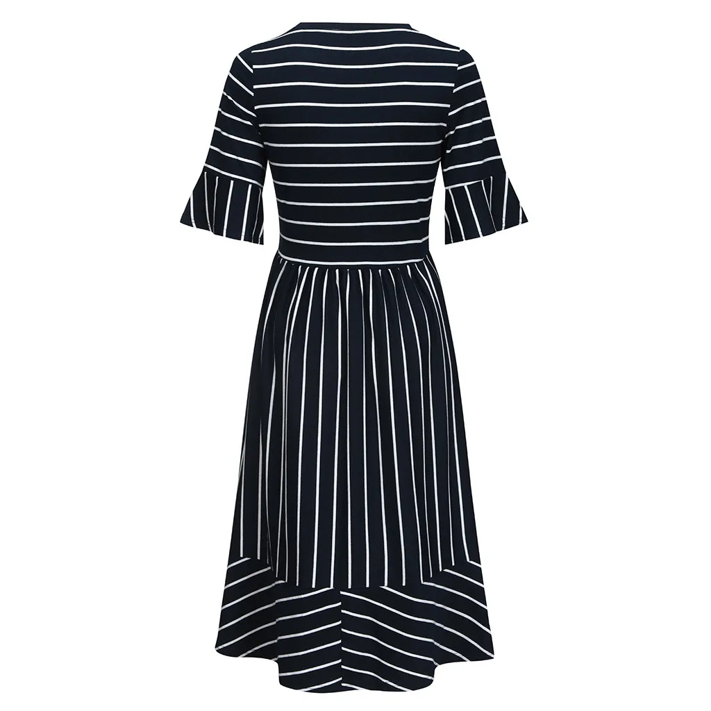 Женское платье для беременных летнее в полоску с расклешенным рукавом сарафан
