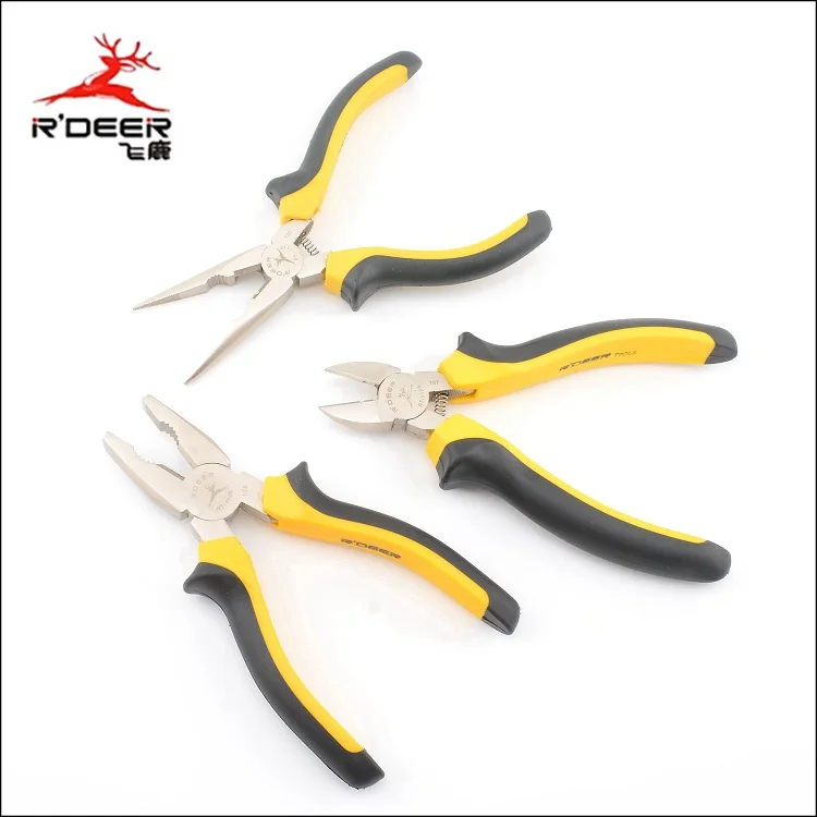 

R'DEER TOOL high carbon steel ferronickel 6" linesman/pointed nose/diagonal pliers 3pcs one set