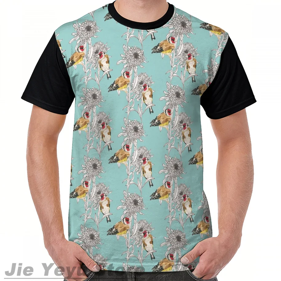 1-Men Goldfinches& Asters Футболка Мужская Летняя Повседневная Женская футболка Забавный принт с круглым вырезом короткий рукав футболки - Цвет: 1-Men