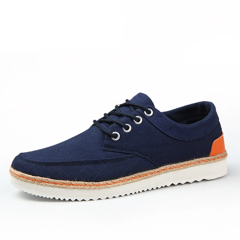 Men Casual Canvas Shoes Spring Summer Footwear Big Size 39-47 Popular Style Man Lace-up Flat | Обувь