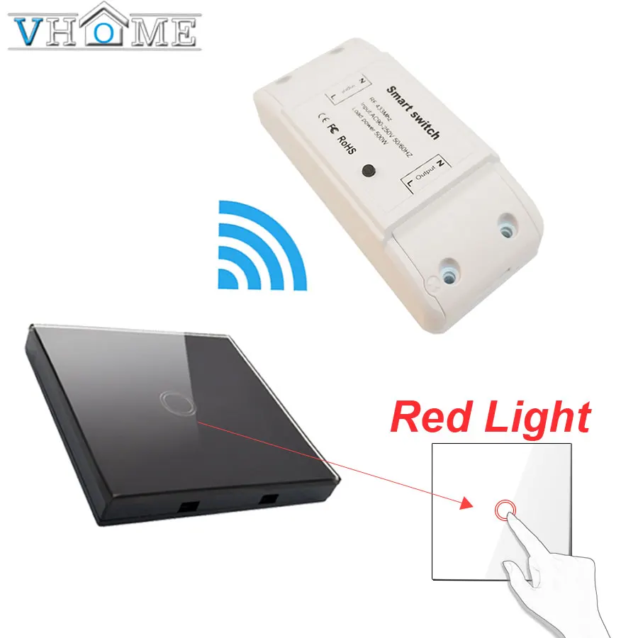 Black Vhome Wireless Switch Controller Smart Remote Control Touch Light switch RF Transmitter AC220V 5A For Smart Home LED White/Black - Цвет: Black