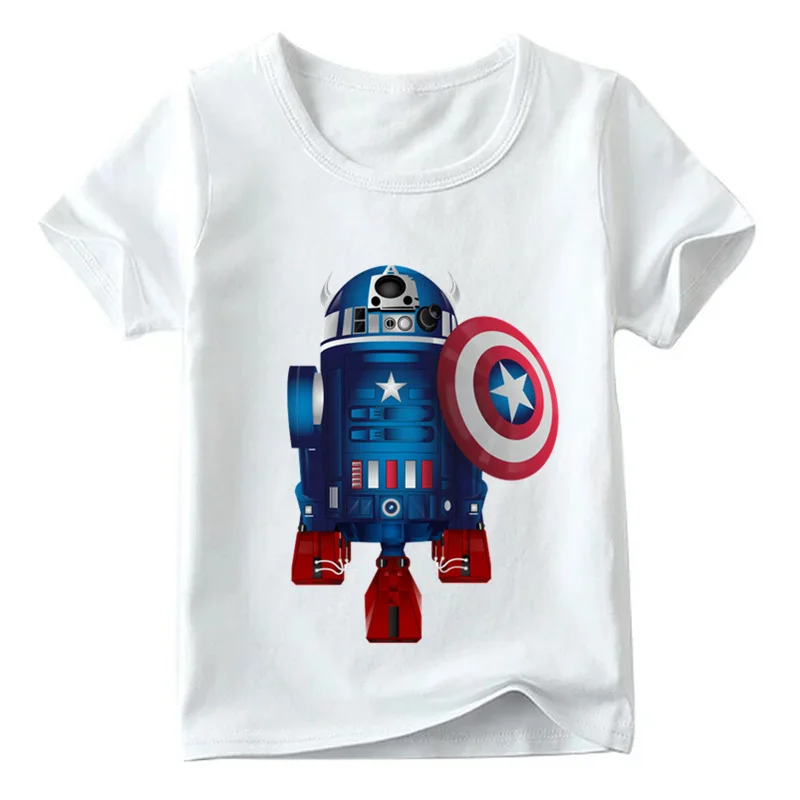 Забавная футболка с R2-D2 «Звездные войны» и BB-8 для маленьких мальчиков и девочек летние детские топы с короткими рукавами, детская повседневная одежда HKP5193 - Цвет: White M