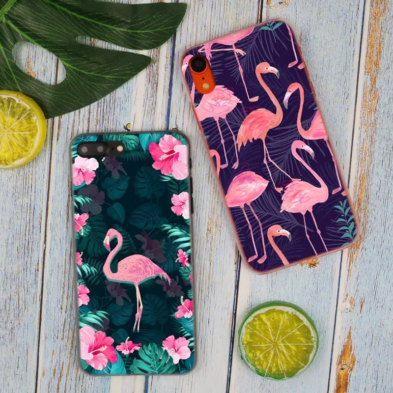 Модный прозрачный жесткий чехол my pink Flamingo для iPhone X XS Max XR 8 7 6 6s Plus 5 SE 5C 4 4S |