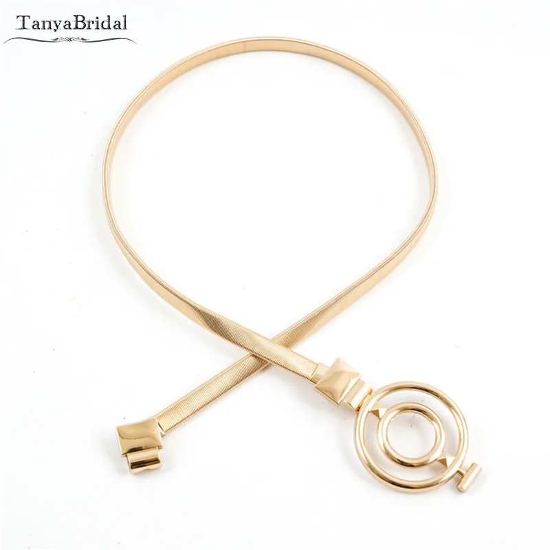 Простой модный золотистый пояс эластичный свадебный пояса DY014 | Свадьбы и