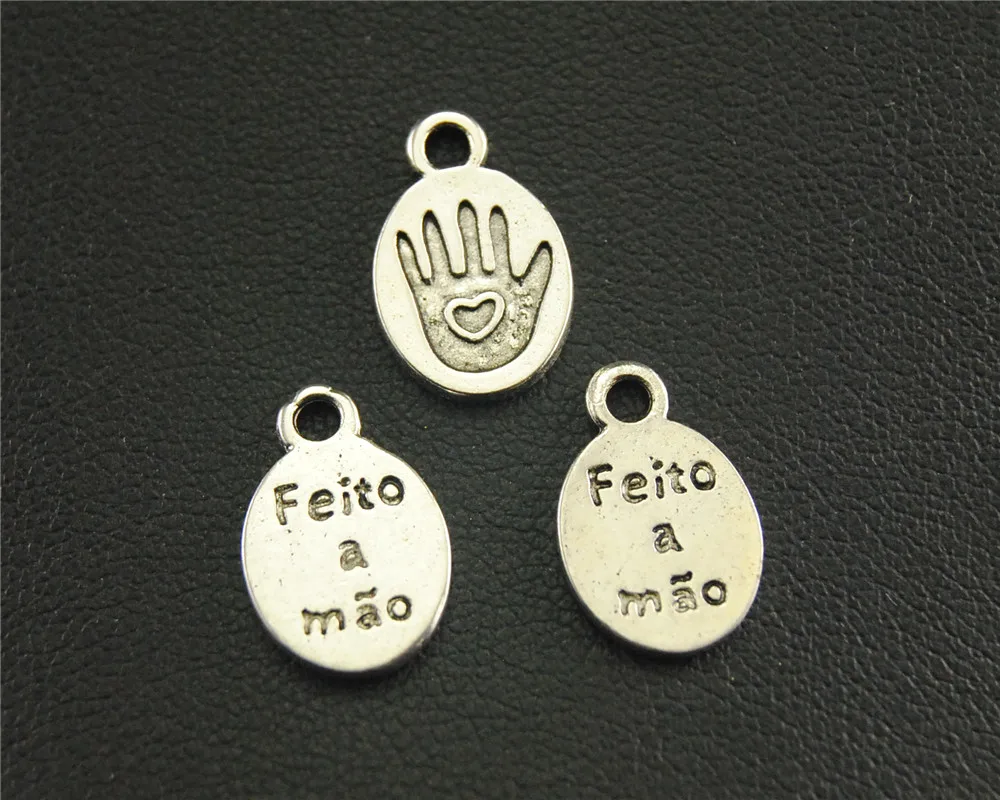 50 шт. серебряный цвет Feito Мао ручной работы Шарм изготовление украшений DIY 15x10 мм