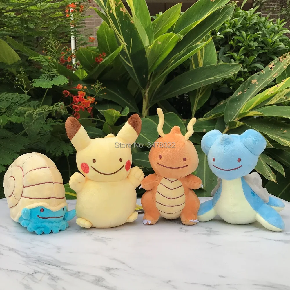 Милая трансформируемая плюшевая игрушка Ditto Lapras Dragonite Pikachu Omanyte мягкие игрушки в