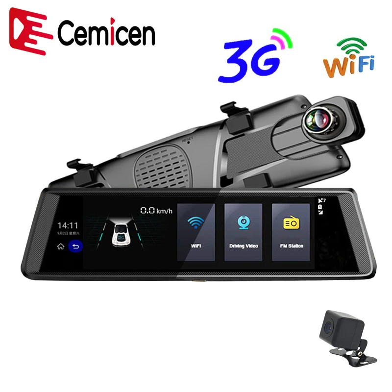 Автомобильный видеорегистратор Cemicen 10 дюймов Android 5 0 сенсорное зеркало заднего