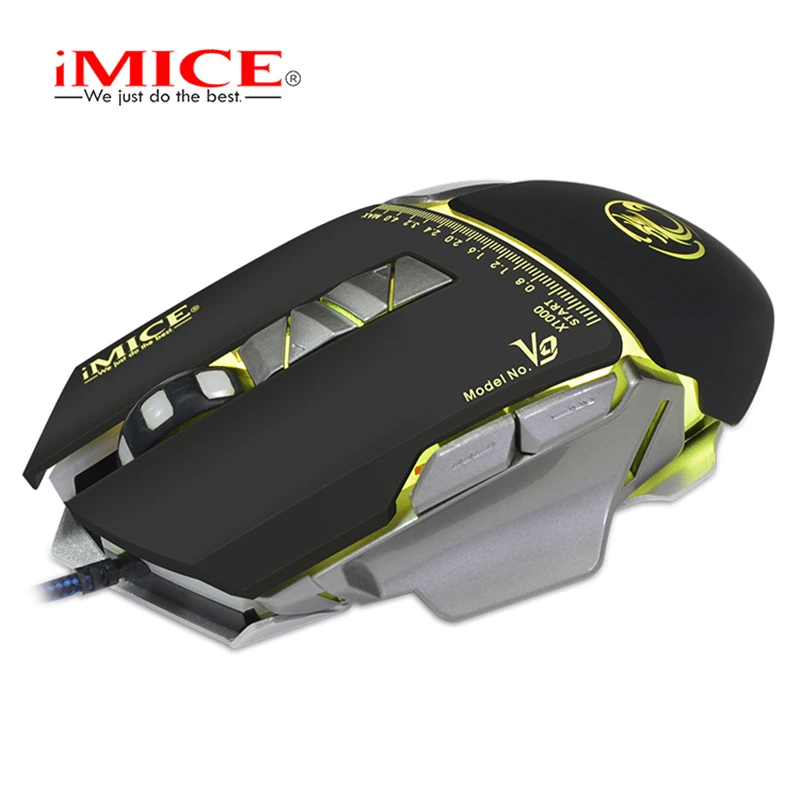 Мышь, игровая мышь, USB, проводная, 7 кнопок, 3200 dpi, красочный дышащий светодиодный, мышь для ПК, ноутбука, эргономичный дизайн V9
