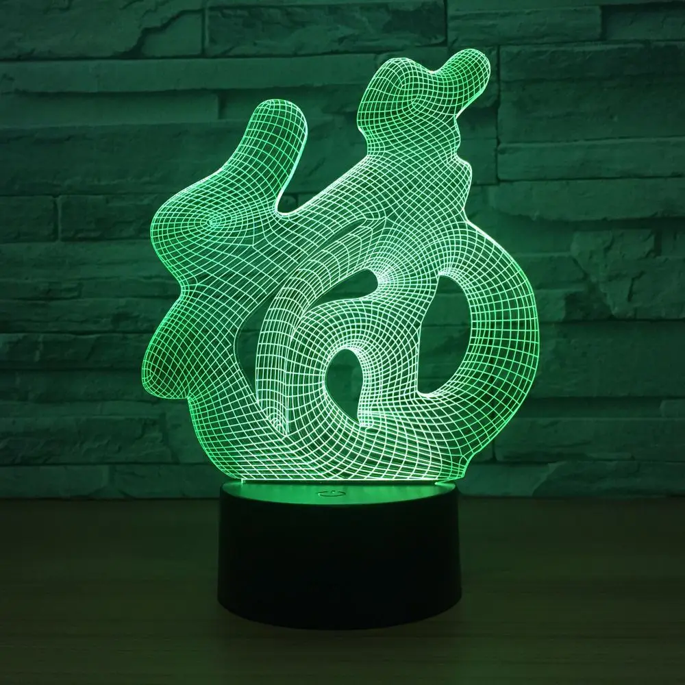 3D китайские иероглифы благословение ФУ USB визуальный светодиодный сенсорный