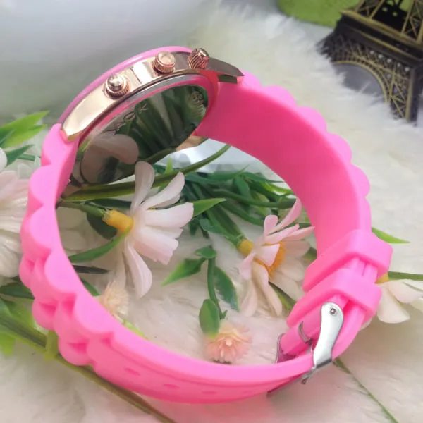 Черный силиконовый Повседневные часы для Для женщин Роскошные Relogio feminino женские