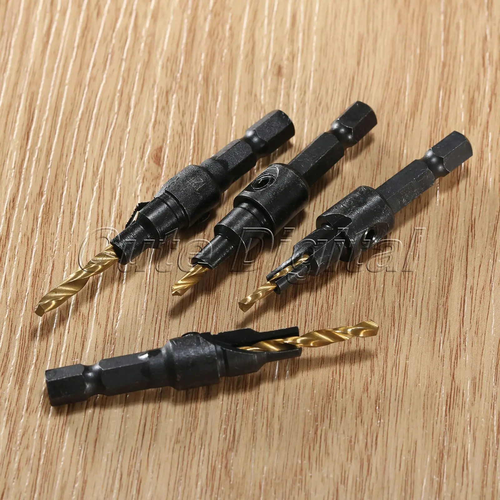 Набор зенкеров из быстрорежущей стали с титановым покрытием 4 шт. быстрая замена