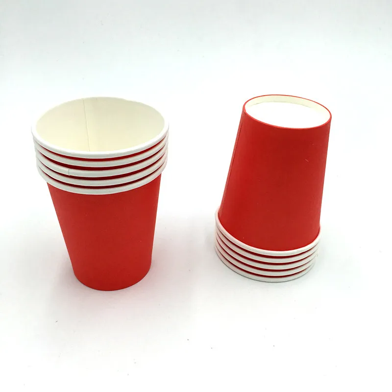 10 шт./лот красный сплошной цвет печати на бумажных стаканчиках Детские вечерние