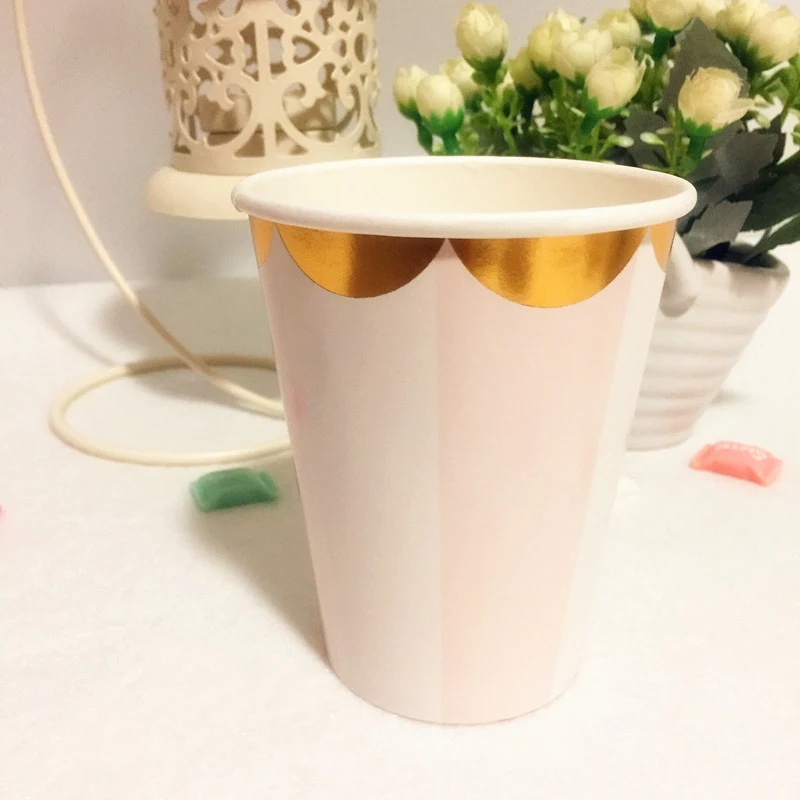 Pink Stripe Gold 120 шт мятный и синий ход мрамора серебристое окаймление бумажные чашки вечерние угощение гость питьевой чашки для свадьбы 1-й День рождения помолвки Вечерние - Цвет: Pink Stripe Gold