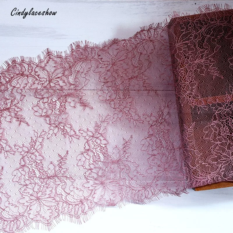 

3 Meter 23.5cm Wide Dark Cameo Eyelash Lace Trim Fabric Flower DIY Crafts Wedding Dress Clothing Lngeire lace material Handmade