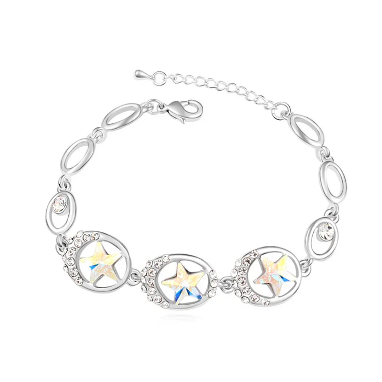 2 Новые кристаллы от Swarovski красивый браслет для женщин Разноцветные австрийские кристаллы Мода начать браслет-цепочка - Окраска металла: 2