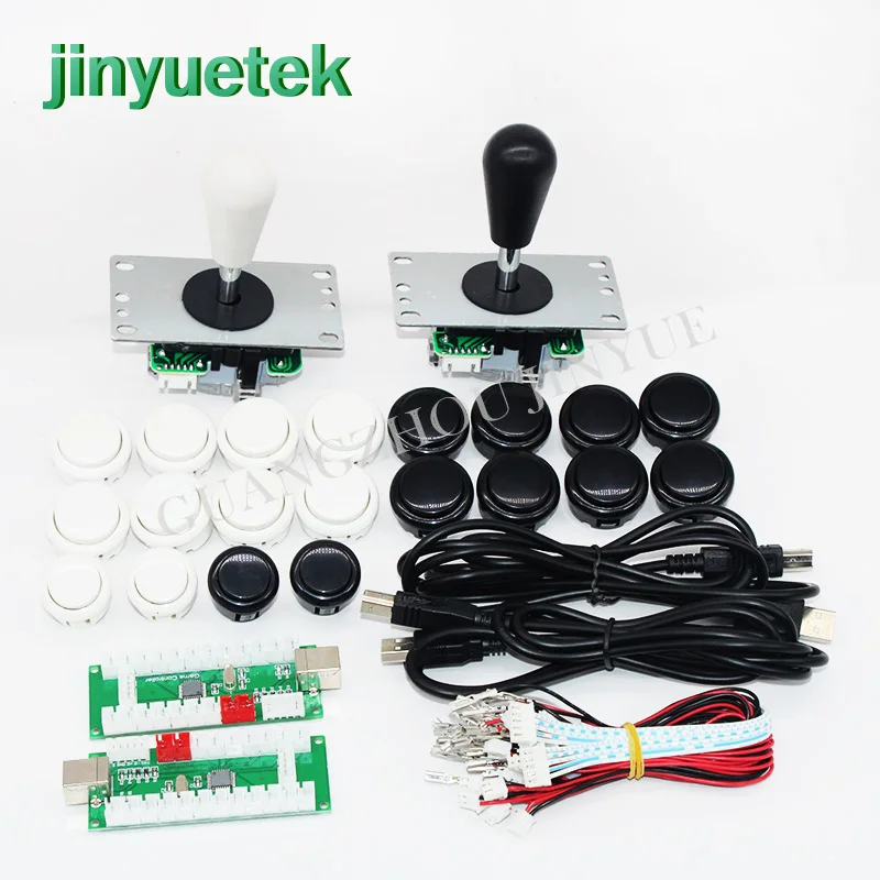 white and black Стильный джойстик DIY аркадный комплект кнопка Зажигания игровой контроллер с переключателем Mrico USB плата к ПК Raspberry pi с кабелем - Цвет: white and black