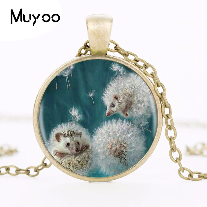 Винтажное длинное ожерелье ручной работы с кулоном Одуванчик и ежик HZ1|necklace