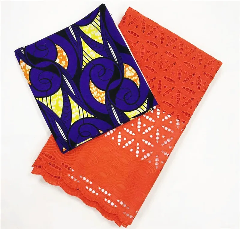 2019 Новая африканская Вощеная Анкара ткань с сухим кружевом набор 100% хлопок