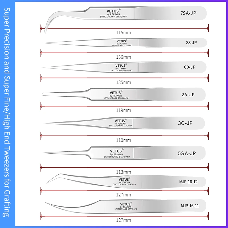 Vetus JP серия Русский объем Наращивание ресниц Пинцет из нержавеющей стали пинцет
