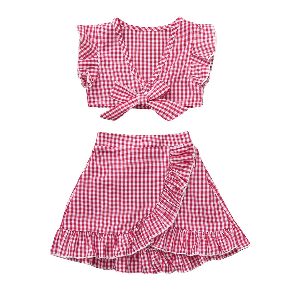 2 шт Дети детские для девочек рукава-крылья плед печати Летняя одежда комплект