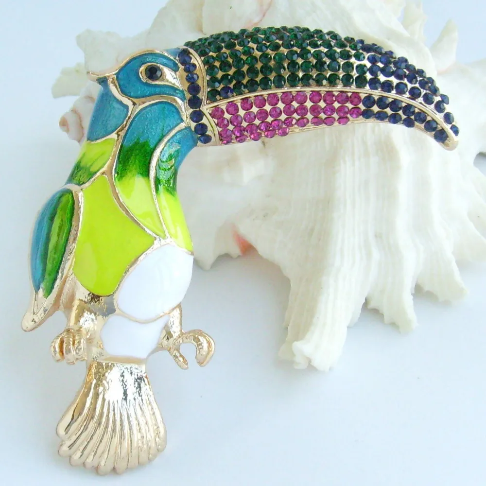 Брошь в виде птицы Pretty Toucan булавка с кулоном многоцветные Стразы и кристаллы
