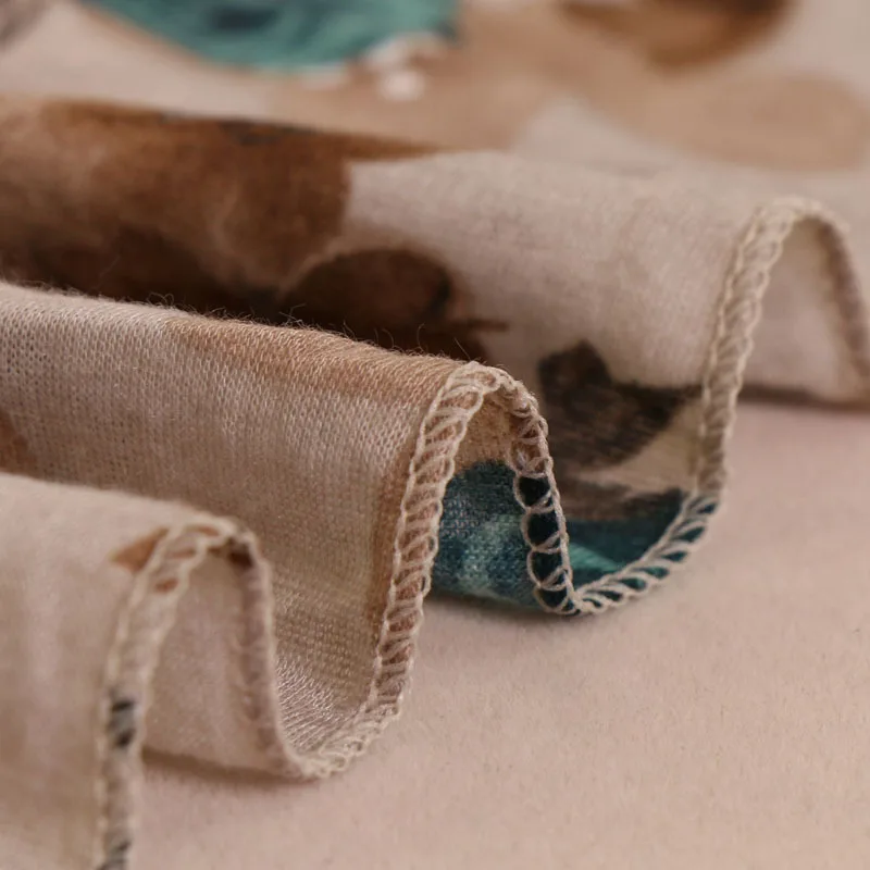 2017 зимние Для женщин шарф ретро цветочные Джерси платок основы теплая макси снуд