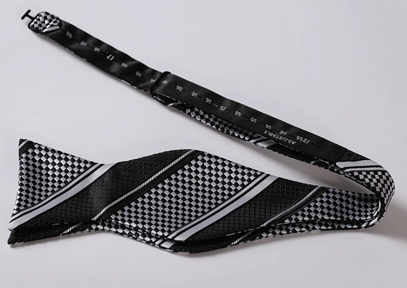 Карманный квадратный классический бантик BS414LS черный белый в полоску с бантом