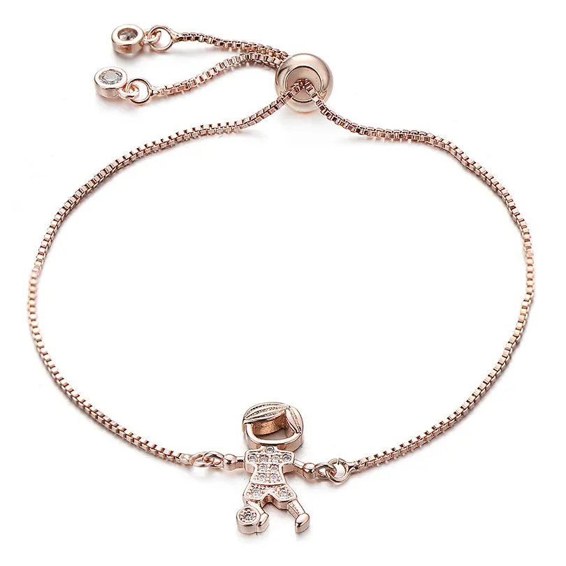 rose gold boy Pipitree прекрасный латунный кубический цирконий танцующая девушка браслет Femme Регулируемая цепочка для мальчиков и девочек браслеты женские ювелирные изделия подарок - Окраска металла: rose gold boy