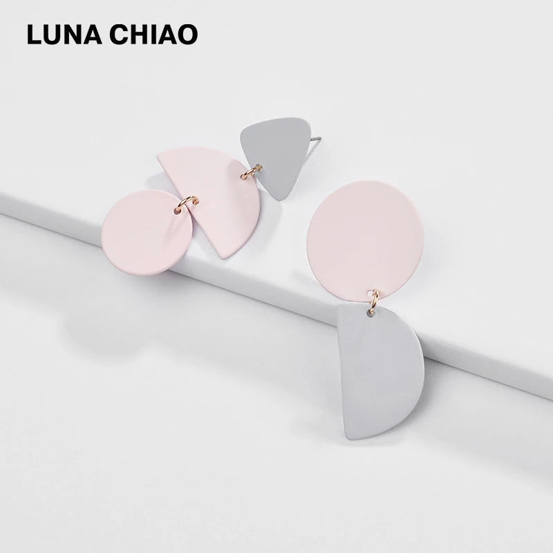 LUNA CHIAO Модные женские аксессуары Bijoux матовые цветные неподходящие геометрические металлические массивные серьги для женщин