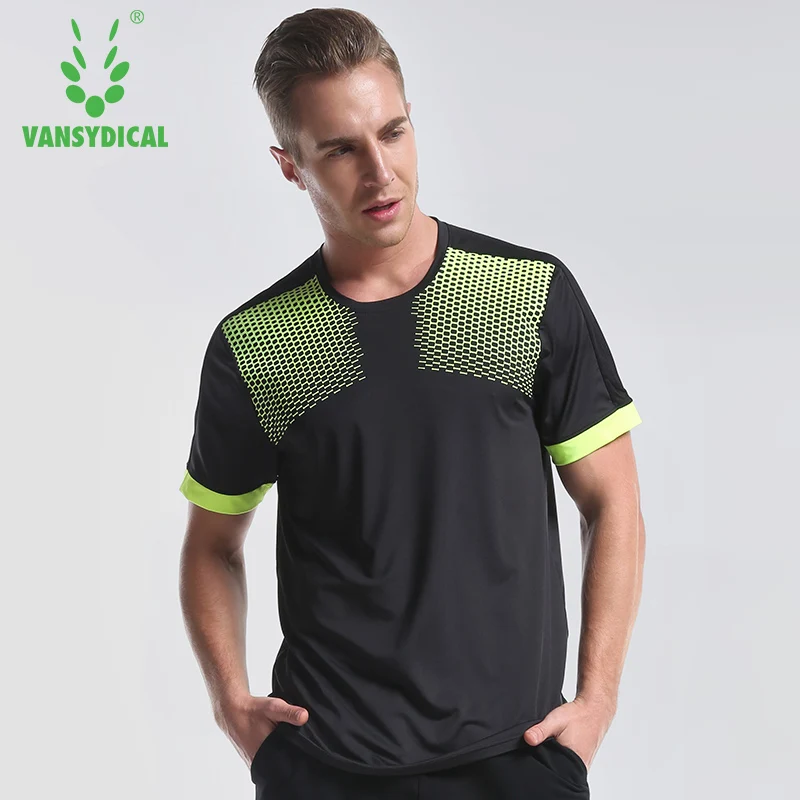 Mens Printed Running рубашка короткий рукав Футбол Джерси Топы быстросохнущая Фитнес бег