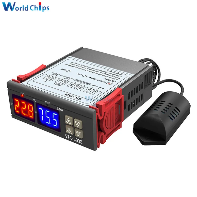 Двойной цифровой регулятор температуры и влажности термостат термометр
