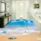 Настенные 3D-обои на заказ, водонепроницаемые напольные наклейки из ПВХ для пляжа и ванной, самоклеящаяся роспись, домашний декор