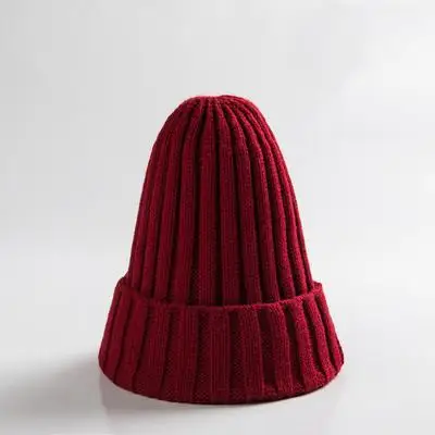 COKK, зимняя шапка, женская зимняя женская шапка, шапка для девочек, вязаные шапки, шапка, шапка, толстая, для женщин, Skullies Beanies, вязаная, дешево - Цвет: Бургундия