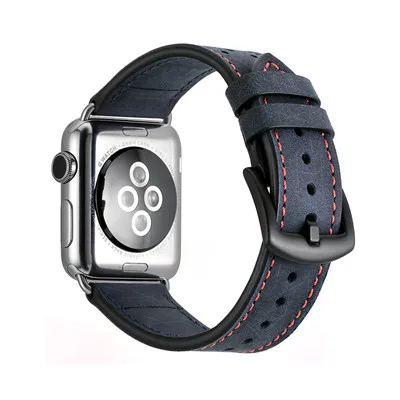 deep blue Хохлатый кожаный ремешок для apple watch Band 4 42 мм/38 мм 3 iwatch band 44 мм/40 мм correa apple watch 4 band наручный браслет ремень 2 1 - Цвет ремешка: deep blue