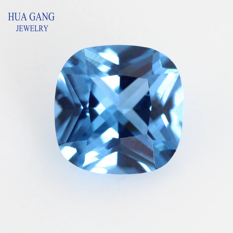 

120# Blue Cushion Cut Shape Loose Synthetic Spinel Stone For Jewelry Size 3x3mm~10x10mm