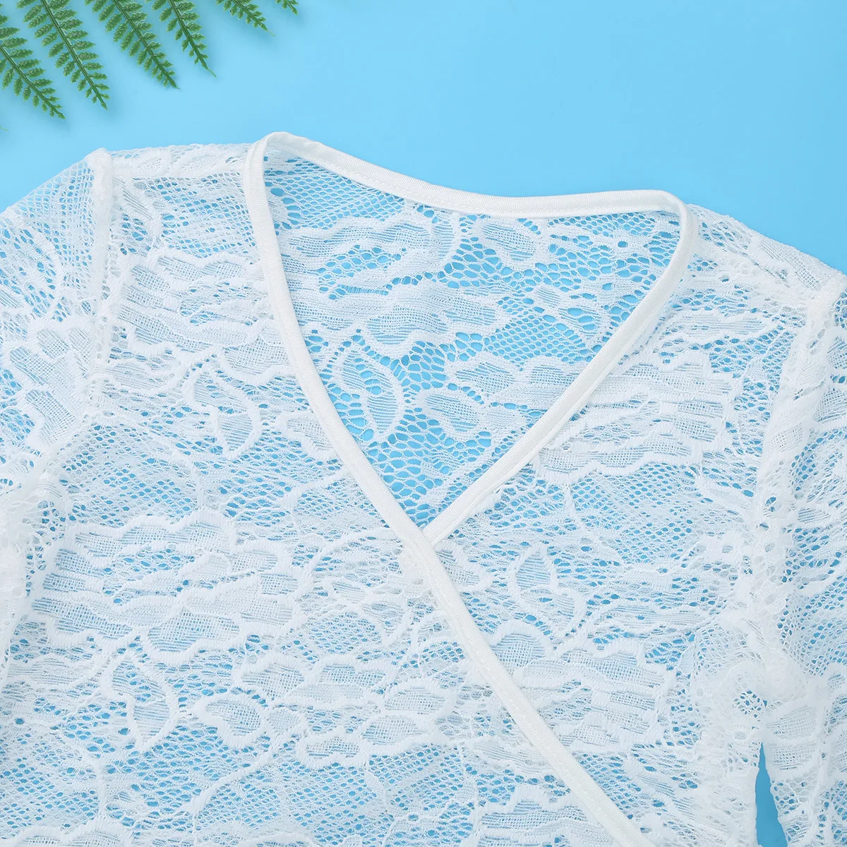 Kids Girls Spring Coats Floral Lace Long Sleeve V-neckline Wrap Top Ballet Dance Sweater Leotards Children's Clothing | Детская