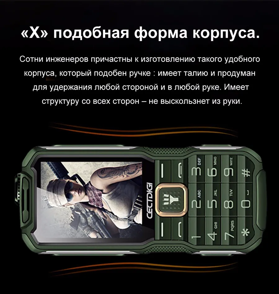 Cectdigi Новинк мобильный телефон T9900 Dual SIM Кнопочный телефон Quad Band русская клавиатура 15800 мАч Запасный Аккумулятор повер банк Военное Дело прочный телефон