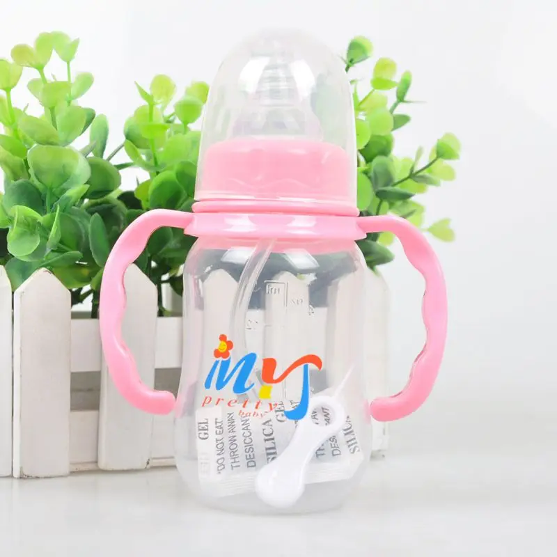 Детская силиконовая бутылочка стандартного калибра 150 мл ручка для