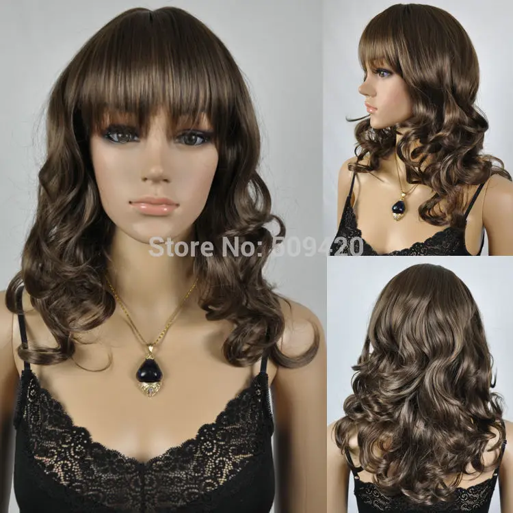 FSX59826&gt&gt&gt&gt&gt коричневый волнистые парик костюм парики Женщины полностью
