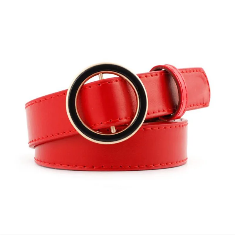 2019 Classic Round Circle Belt for Women Metal Pin Buckle PU Leather Black White Red Waist Belts Ladises Jeans Pants Waistbands |