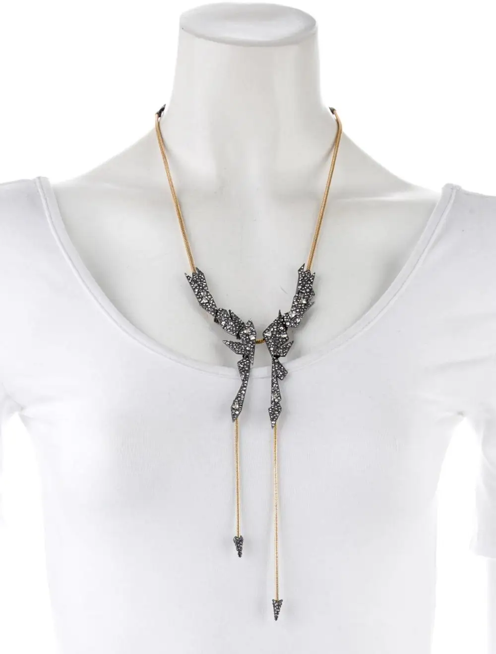 Zanilia золотая цепочка Two Tone Crystal Encrusted оригами Биб колье воротник себе Цепочки и