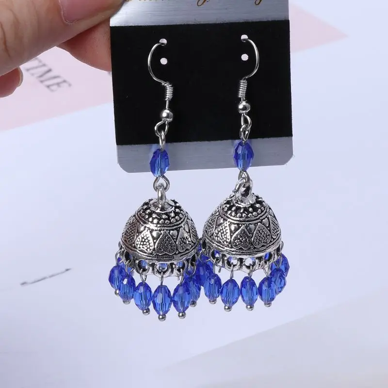 Ретро Индийский Болливуд Jhumka Jhumki Кристалл женские висячие серьги Этническая