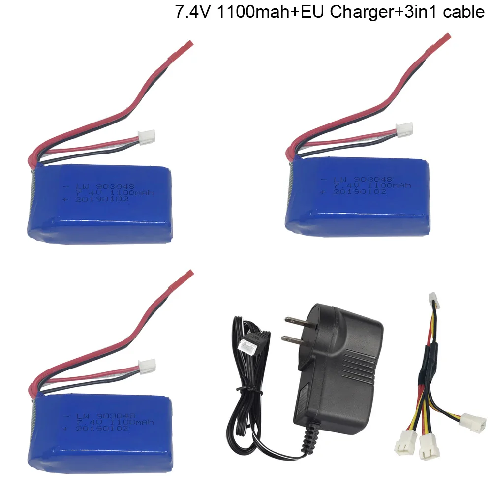 7 4 V 1100mAh Li Po батарея с USB зарядным устройством 3in1cable для WLtoys A949 A959 A969 A979 V912 V913 V353 k929
